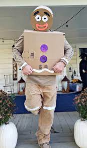 Diy Gingerbread Man Costume From Boxes Clever Housewife Gingerbread Man Costumes Gingerbread Diy Box Costumes