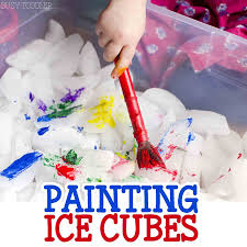 Painting Ice Cubes Activity Busy Toddler Toddler Painting Toddler Activities Toddler Sensory
