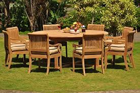 Backyard Makeover Teakstation 8 Seater 9 Pc Grade A Teak Wood Dining Set 72 Round Table And 8 Giva Arm Chairs