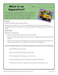 What Is An Appositive Printable Appositive Worksheets Writing Lessons Middle School Reading Worksheets