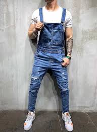 Retour facile et gratuit, paiements sécurisés et livraison en 48h ! Nouveaute Salopette Jean Slim Pour Homme Mode Urbaine