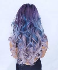 Pastel Purple Hair Ombre Cotton Candy Lilacs Lavender Blue Dip Dyed Curly Long Hairstyles Mermaid Hair Color Hair Styles Pastel Purple Hair