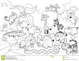 Each sheet includes a large animal for students to color with crayons, markers, colored pencils, gel pen, etc. Black And White Jungle Cartoon Zoo Animal Coloring Pages Animal Coloring Pages Zoo Coloring Pages