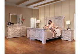 International Furniture Direct Terra White 102243q Oversized Queen Panel Bed With Distressed Finish Dunk Bright Furniture Panel Beds