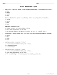 Ethos Pathos And Logos Short Grade 6 Free Printable Tests And Worksheets Helpteaching Com Leith has a great example for summarizing what the three look like. ethos pathos and logos short grade