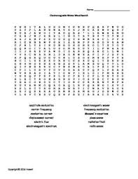 Electromagnetic Waves Vocabulary Word Search For Physics Or Physical Science Physical Science Vocabulary Words Words