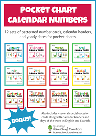 free pocket chart calendar card set for the entire year