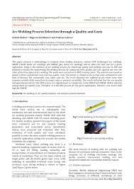 Pdf Arc Welding Process Selection Through A Quality And Costs