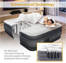 King Koil Queen Size Luxury Raised Air Mattress Best Inflatable Airbed With Built In Pump Elevated Raised Air Matt Air Bed Air Mattress Spring Air Mattress