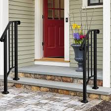 Iron handrail fits 2 to 3 steps stair rail hand railing white paver gardens. Building Supplies Lovshare Handrail Railing Wrought Iron Post Mount Step Grab Rail For Wall Mounted 1 To 2 Steps Gray Solid Hand Rail Stairs Stair Parts