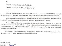 Document Concediul Cadrelor Didactice In VacanÈ›a De PrimÄƒvarÄƒ Ministerul Le RÄƒspunde Sindicatelor CÄƒ Nu Impune Intrarea In Libere A Profesorilor Atunci Cand PrezenÈ›a Acestora In Unitatea È™colarÄƒ Se Impune Edupedu Ro