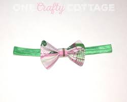 Fabric Bow John Deer Plaid Pink Green Headband