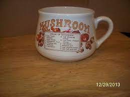 Vintage Mushroom Soup Recipe Mug Cup Bowl W Handle Mushroom Soup Recipes Stuffed Mushrooms Mushroom Soup