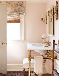 shell pink painted bathroom brass sink