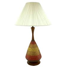 Wood and golden stainless steel. Mid Century Modern Wood And Ceramic Table Lamp Avonlea Antiques