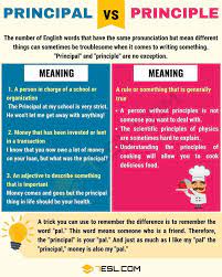 Principal Vs Principle Difference Between Principle Vs Principal 7 E S L English Vocabulary Words Learn English Learn English Vocabulary