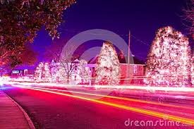 Traffic Lights And Light Trails During Busy Christmas Holiday Season At Mcadenville North Caro Outdoor Christmas Lights Christmas Town Holiday Season Christmas