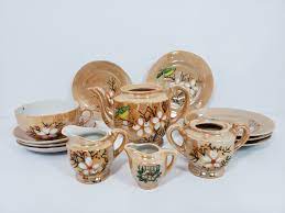 13 Pc Child S Tea Set Peach Lusterware Antique Tea Set Etsy Mini Tea Set Miniature Tea Set Antique Tea Sets