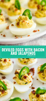 Deviled Eggs With Bacon And Jalapenos Are Basically Jalapeno Popper Deviled Eggs They Re Cheesy Cre Bacon Deviled Eggs Deviled Eggs Devilled Eggs Recipe Best