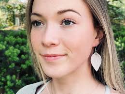 SMALL Pinched Leaf Echtleder Ohrringe, Leder Ohrring Geschenk Set,  personalisierte Geschenk Leder Ohrring Set