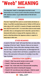 Weeb Meaning What Does Weeb Mean And Stand For 7esl Slang Words Meant To Be English Vocabulary Words