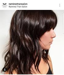 Gorgeous Deep Brunette With Bangs And Waves Brown Hair Colors Brown Blonde Hair Brunette Hair Color