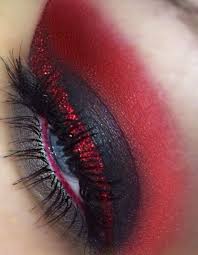 Black And Red Ombre Eyeshadow Red Glitter Winged Eyeliner Eye Makeup Makeup Goth Makeup