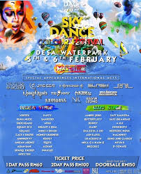 Berbagai aktiviti menarik terdapat disini seperti gelongsor air yang mengujakan, gelongsor tiub dan berbagai permainan menarik lain. Skydance Colour Festival Information