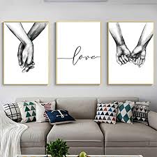 This website is a participant in the amazon services llc associates program, an affiliate advertising program designed to provide a means for sites to earn advertising fees by advertising and linking to amazon.com. Amazon Com Kiddale Love And Hand In Hand Wall Art Canvas Print Poster Simple Fashion Black And White Sketch Art Line Drawing Decor For Home Living Room Bedroom Office Set Of 3 Unframed 16x20 Inches
