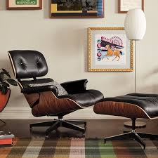 Charles eames style lounge chair with matching ottoman in black leather. Eames Lounge Chair Ottoman Designcraft