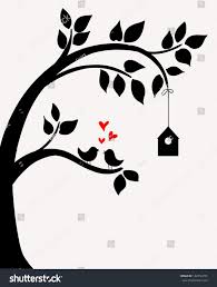 Doodle Tree With Birds In Love And Nesting Box Tree Doodle Wall Painting Decor Diy Wall Painting