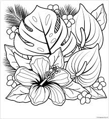 Once you find the flower coloring pages you're. Tropical Plants And Hibiscus Flowers Coloring Pages Flower Coloring Pages Coloring Pages For Kids And Adults