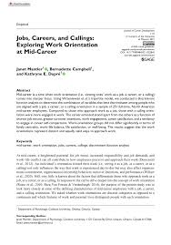 Research project apa format technology used in future career. Pdf Jobs Careers And Callings Exploring Work Orientation At Mid Career