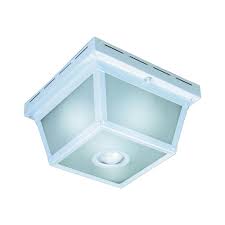 These disk lights do not require flipping a switch to provide light and search within a 16ft area for any. Hampton Bay 360 Square 4 Light White Motion Sensing Outdoor Flush Mount Hb 4305 Wh The Home Depot