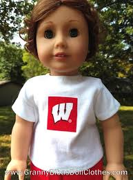 Made for 18 Inch Size Dolls, UW University of Wisconsin Red Bucky Shirt,  Pants, Plaid Shoes Set.