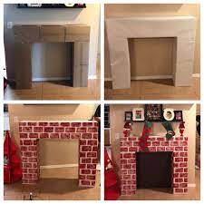Sometimes we just get into that crafty zone! Diy Fireplace Made Out Of Cardboard Boxes And Painted Contact Paper Using A Sponge To Press Out Diy Christmas Fireplace Christmas Fireplace Christmas Decor Diy