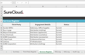 Supply chain planning reporting tool (scprt) Free Third Party Risk Management Spreadsheet System I Surecloud