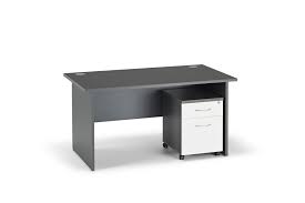 Graphite Grey Panel End Office Desk With Mobile Pedestal Bundle