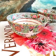 Small Vintage Rose Medallion Chinoiserie Porcelain Bowls Set - Etsy