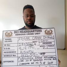 His fans who always camp at his page to look for gossip noticed that he wasn't there today. Detectives Arrest Edgar Obare On Fraud Charges Nation