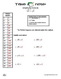 take note simplifying radicals