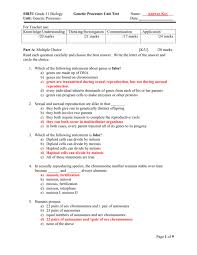 Study guide ~ biology level 10 unit 5: Answers Sbi3u Genetic Processes Unit Test