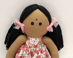 INDIAN GIRL BABY Doll Gift First Doll Indian Gopi Dolls Medalion Dress  Traditional Costume Krishna Long Black Hair