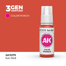 AK-Interactive: (3rd Gen) Acrylics - Color Punch Sun Red (17mL)