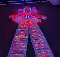 US! Luminous Stilt Suit LED Robot Illuminated Costume Stage Performance Helmet
