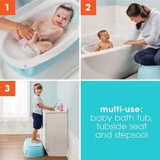 This baby bathtub features a soft fabric infant sling that cradles your newborn as baby grows, the tub has a padded recline and support to sit comfortably without sliding the large area gives toddlers enough. Summer Infant Right Height Bath Tub Blue Buy Online At Best Price In Uae Amazon Ae