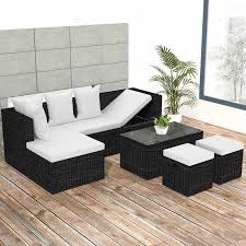 Anself Garden Lounge Set 12 Pieces Poly Rattan Black Walmart Com Corner Sofa Set Rattan Garden Corner Sofa Sofa Set