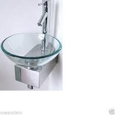 Bathroom Sink Round Glass Wash Basin Sink Compact Space Mini Clear Stand Tap Ebay Glass Basin Wash Basin Basin