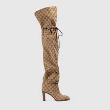 Original Gg Canvas Over The Knee Boot Dizustu Cizme Cizmeler Kanvaslar