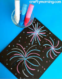 What better day to draw fireworks? Wet Chalk Fireworks Craft For Kids Crafty Morning